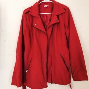 BONGO | red fall/winter coat with tie & zipper